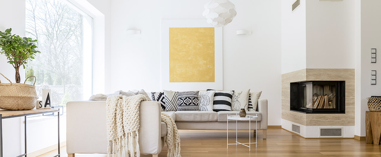 White walls and ceilings blend seamlessly
